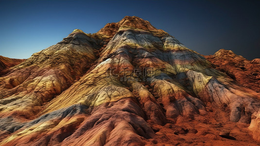土壤纹理背景图片_3d 沉积地层中的砂岩层山