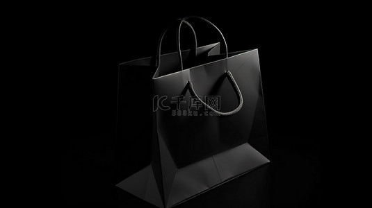 消消乐图标背景图片_黑色背景隔离纸质购物袋的 3d 图标