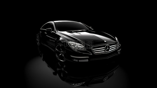 跑车车背景图片_以 3D 渲染的令人惊叹的黑色豪华车