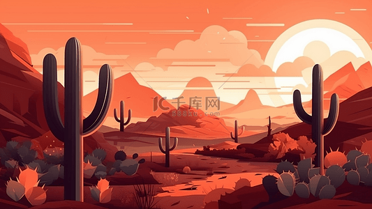 沙漠傍晚夕阳沙丘背景