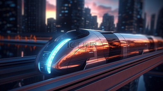 超级玛丽奥背景图片_夜间环境中的未来超级高铁运输概念 3D 渲染