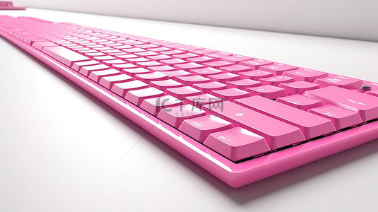 白色地板与粉红色 3d 渲染键盘重音