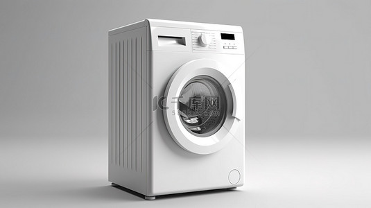 时尚白色前置式洗衣机的 3D 渲染