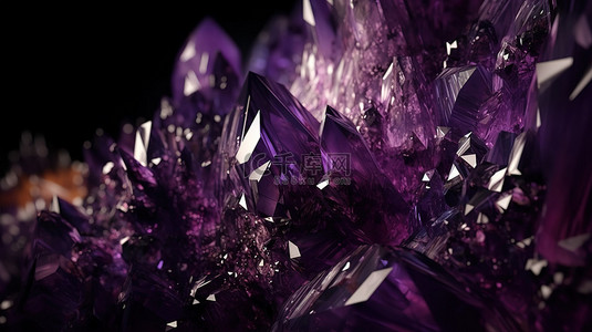 3d 渲染中的抽象紫色紫水晶水晶背景