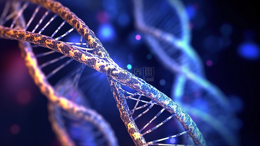 DNA双螺旋背景图片_具有螺旋结构的双螺旋 DNA 链的 3d 渲染
