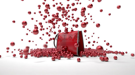 腿gif背景图片_白色背景上的 3d 红色礼品装圣诞袋