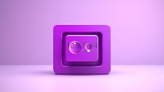 抽象社交媒体文本框 3d 渲染的紫色图标概念的前视图，包含两块