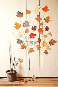 落叶银杏背景图片_秋天的叶子五彩纸屑墙壁装饰