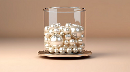 珍珠珠圆柱形支架的 3D 渲染