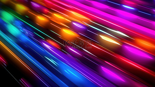 动态霓虹灯线条丰富多彩奢华的抽象背景，带有别致的俱乐部氛围 3D 插图