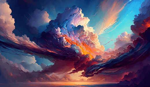 彩色云卡通云朵抽象云朵装饰天空背景