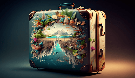如意出行背景图片_旅游背景的行李箱