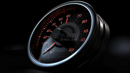 3d 插图中带有车速表指针的黑色车速表图标