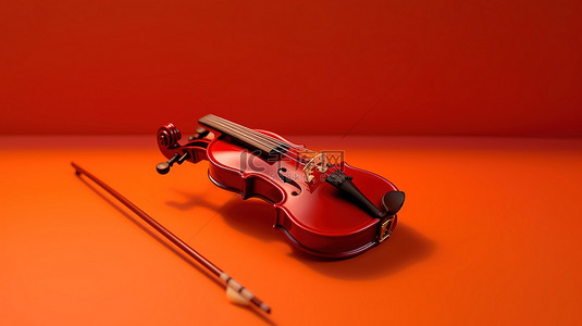 优雅的小提琴反对胭脂背景 3d 渲染
