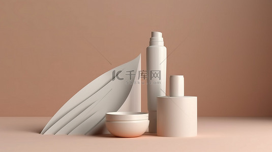 奶油管和化妆品罐样机的 3D 渲染