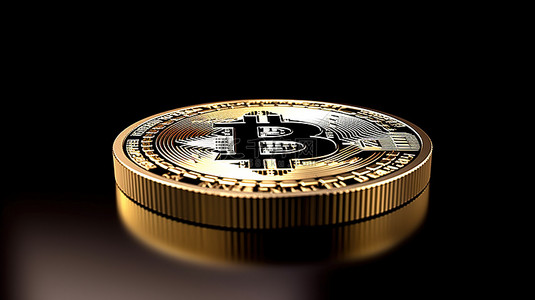 保险金融背景图片_白色背景上孤立的比特币金币的 3D 渲染插图