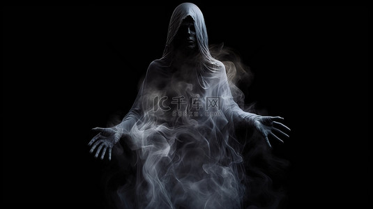 黑色漆黑背景背景图片_漆黑画布中的幽灵唤起世界末日和地狱的幻象