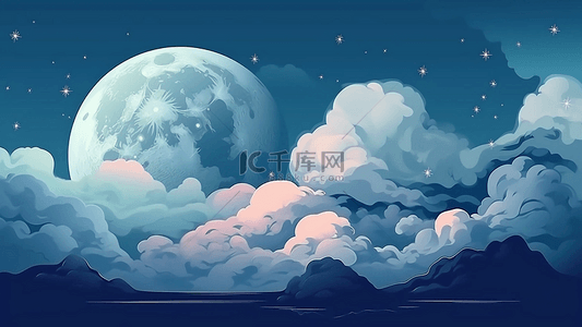 月亮云层星星背景