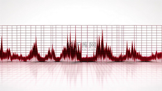 心电图白色背景图片_医疗图标红色心跳监视器脉冲线在白色背景 3D 渲染和医疗应用程序和网站的插图