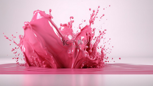 表示责任努力和决心背景图片_3d 表示中的粉红色液体浪涌