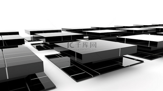 白色背景 3D 插图上时尚的黑色单晶太阳能电池板系统