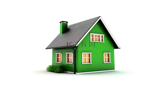 白色背景上的 3d 渲染房子图标