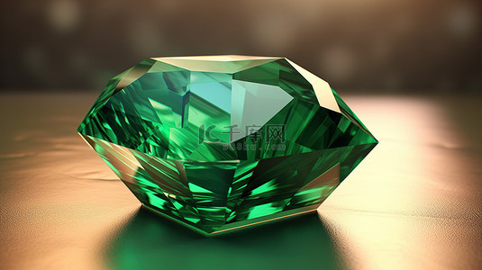祖母绿宝石的辐射 3D 渲染