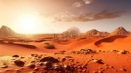 清浅色背景图片_沙漠绿洲非洲干旱景观的 3D 渲染
