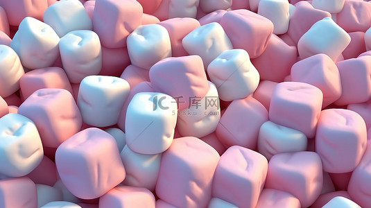 花花卡通背景图片_连续棉花糖设计的 3D 渲染图像
