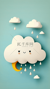 小雨滴背景图片_云朵图案可爱卡通背景