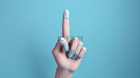 蓝色背景隔离 3D 描绘一只女性手展示“ok”手势