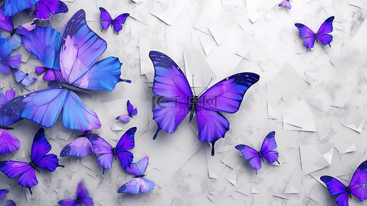 蝴蝶图案背景的 3D 渲染