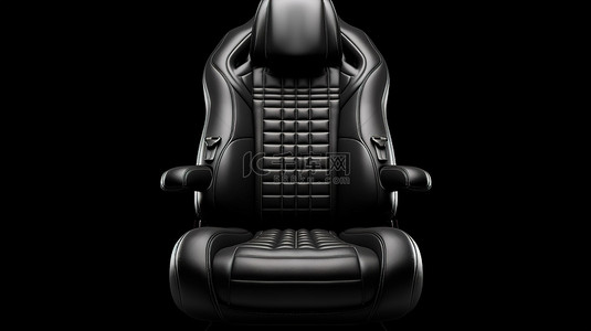 黑色汽车座椅背景图片_前视图黑色皮革汽车座椅的 3d 渲染
