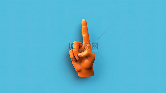商人用两根手指在手背景横幅上展示胜利手势 3D 卡通插图