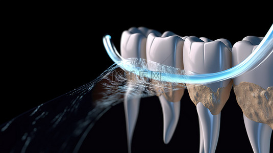 牙科护理牙齿清洁预防蛀牙和美白的概念 3D 渲染