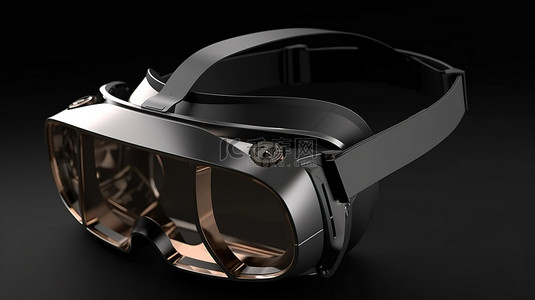 Metaverse技术未来3D虚拟现实耳机眼镜具有浮动金属几何形状