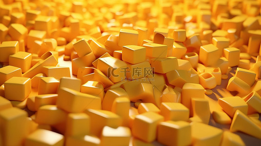 开胃零食背景图片_充满活力的黄色 3D 渲染上有丰富的马斯达姆奶酪片