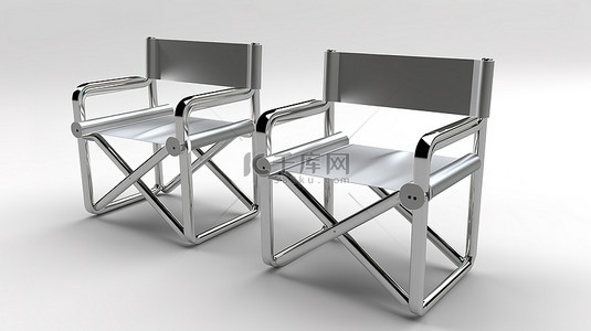 纱布指套背景图片_3D 渲染铝制折叠董事椅三件套