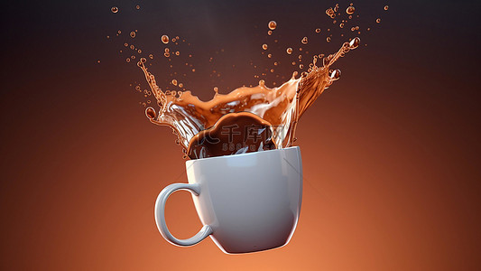 卡通果汁背景图片_咖啡饮品热饮飞溅液体