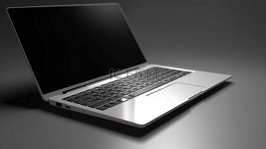 带白色屏幕和键盘的笔记本电脑的 3D 插图
