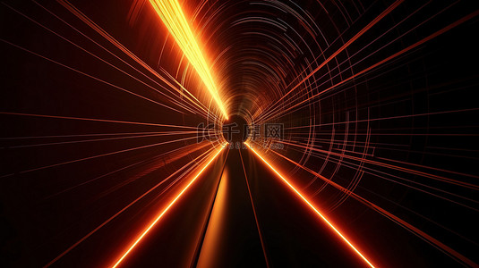 蛮荒之地背景图片_由远离视图 3d 渲染的亮线形成的动态隧道