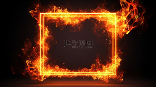 框爆炸背景图片_火热框架的 3d 插图