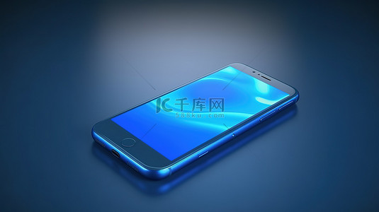 蓝色科技移动背景图片_工作室背景智能手机的蓝色 3D 渲染