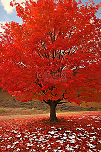 红色加背景图片_红色和黄色的叶树