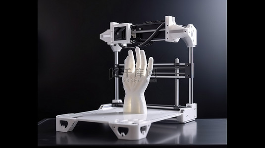 纺织自动化生产背景图片_3d 打印机渲染的 3d 打印机器人手