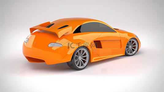 橙色车背景图片_干净的白色工作室 3D 渲染中的无品牌橙色汽车