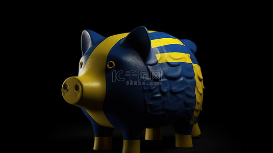 通过 3d 存钱罐渲染说明瑞典的积极经济增长