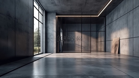 简约展厅背景图片_当代展厅概念 3D 渲染抽象室内设计与简约混凝土墙背景