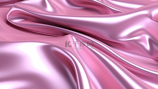 具有光泽纹理的浅粉色闪亮片材的豪华 3D 插图