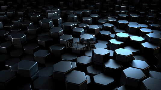 体积背景图片_六边形形状的抽象黑色体积背景 3d 渲染